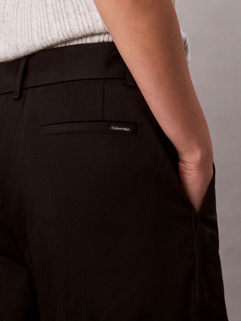 Black Cotton Twill Belted Trousers  Women