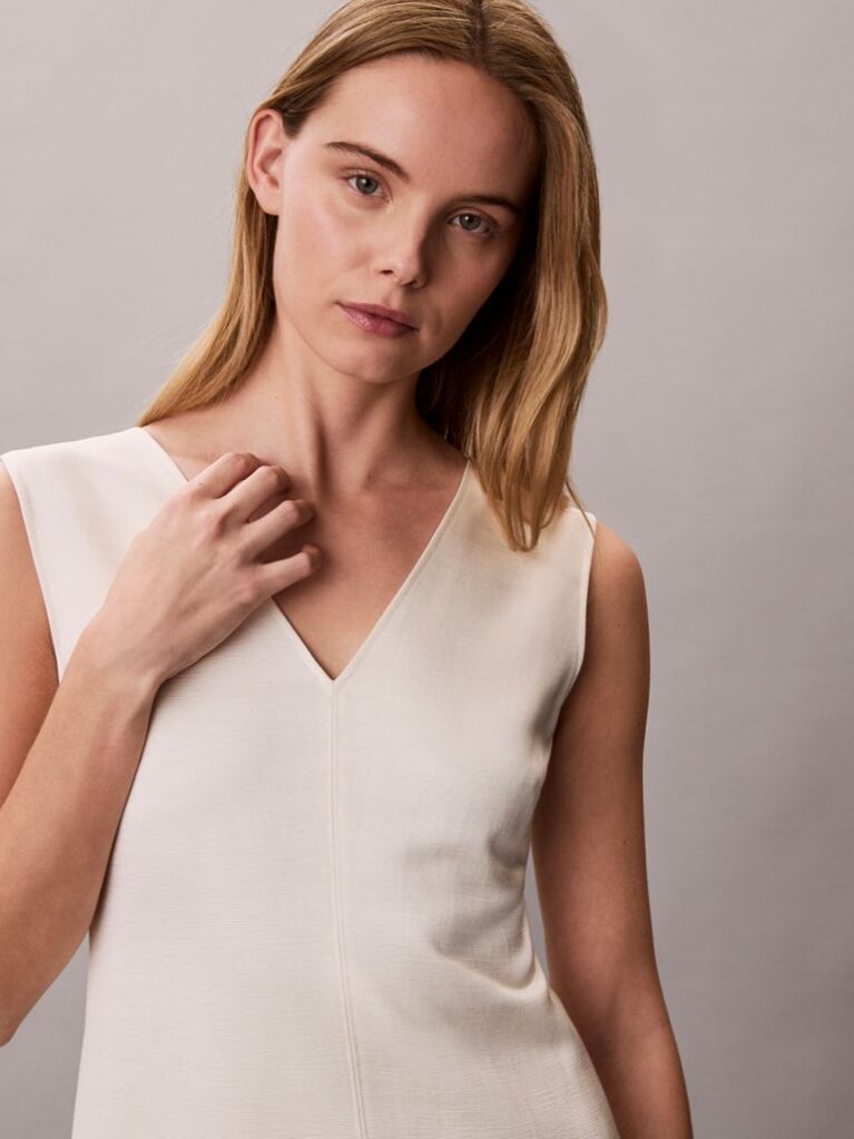 Alb Rochie Mini Cu Textura Stralucitoare  Femei