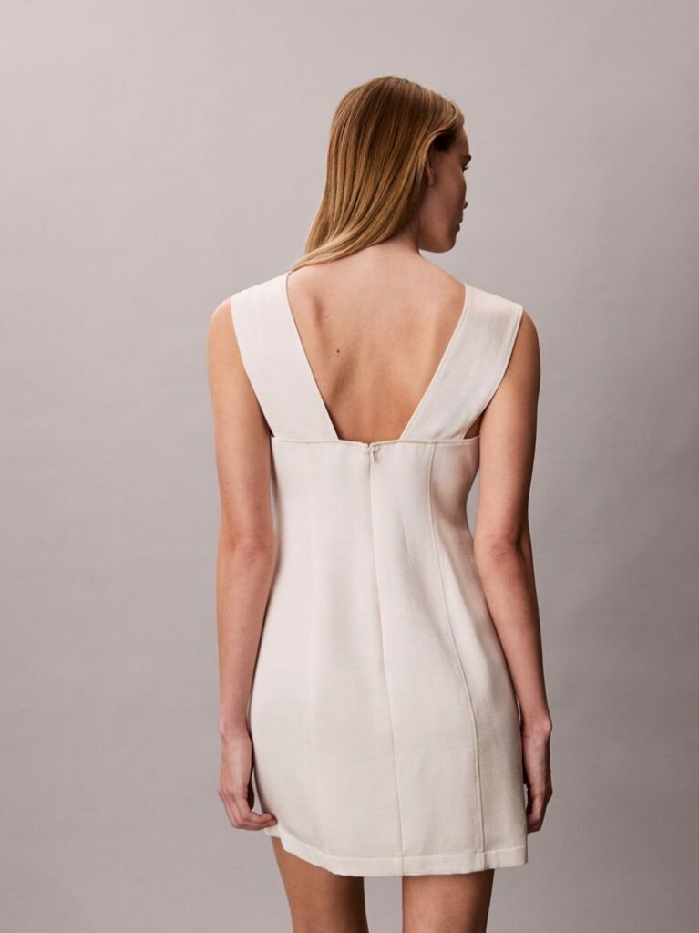 Alb Rochie Mini Cu Textura Stralucitoare  Femei