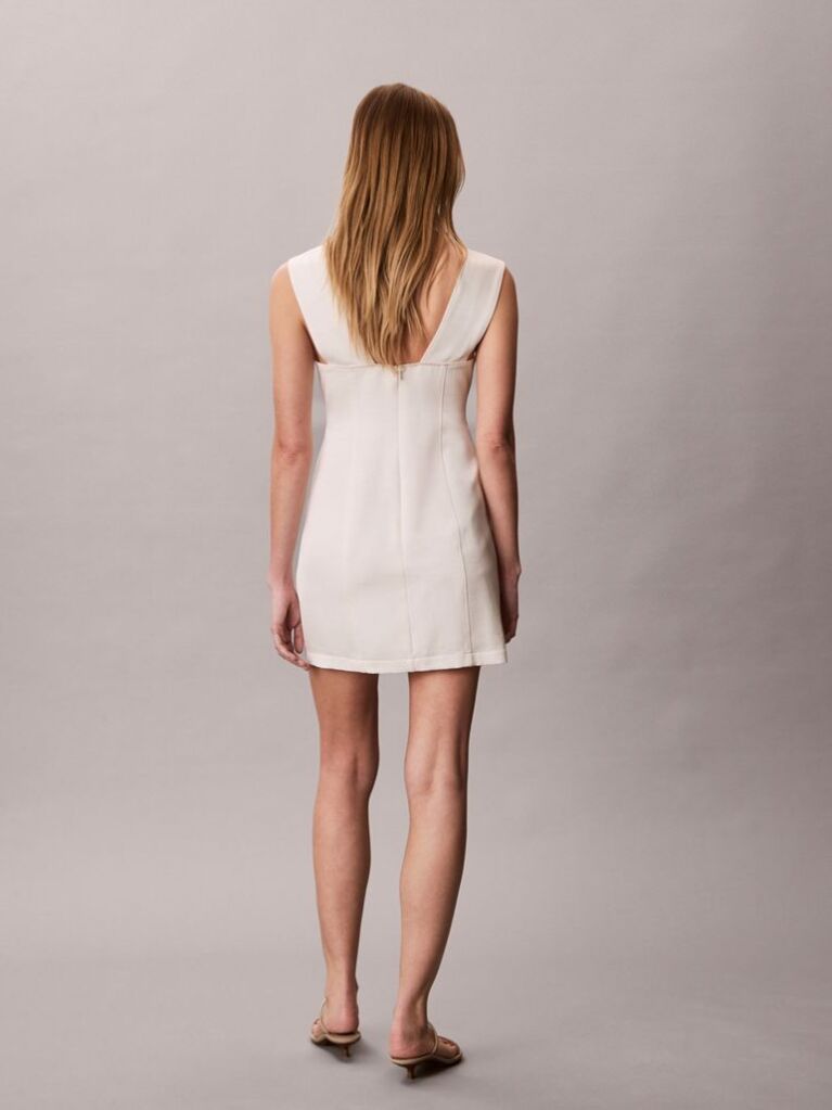 Alb Rochie Mini Cu Textura Stralucitoare  Femei