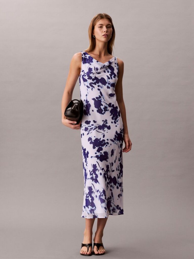 Multi Rochie Maxi Din Chiffon Cu Imprimeu Si Guler Drapat  Femei