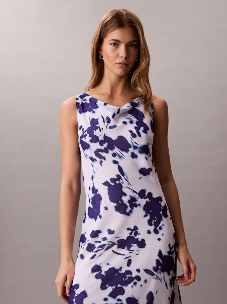 Multi Rochie Maxi Din Chiffon Cu Imprimeu Si Guler Drapat  Femei