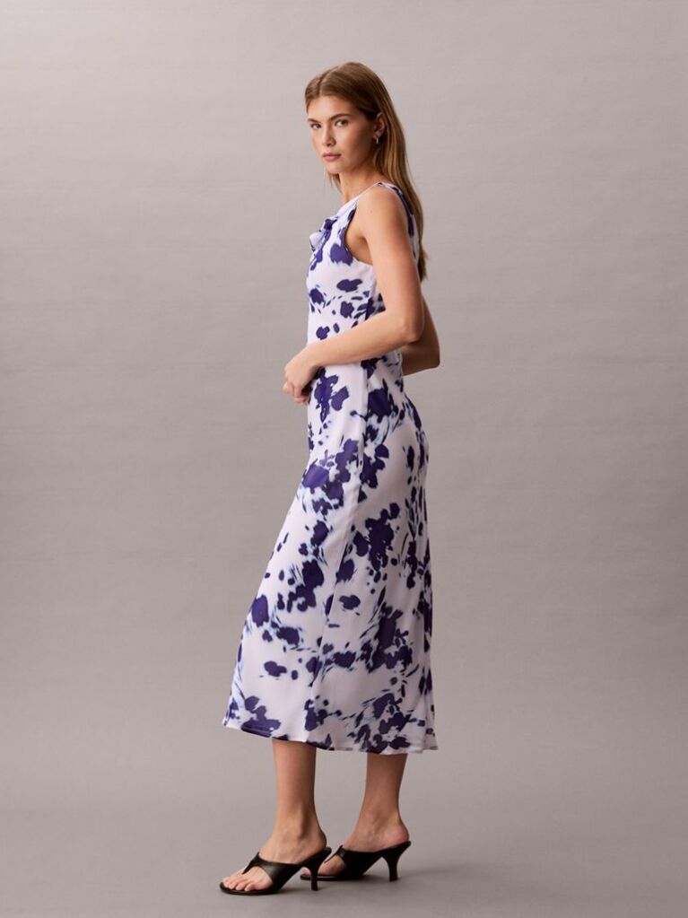 Multi Rochie Maxi Din Chiffon Cu Imprimeu Si Guler Drapat  Femei