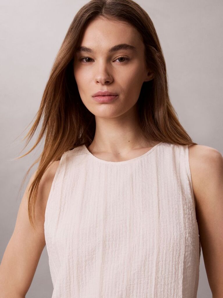 Pink Sheer Stripe Crinkle Maxi Dress  Women