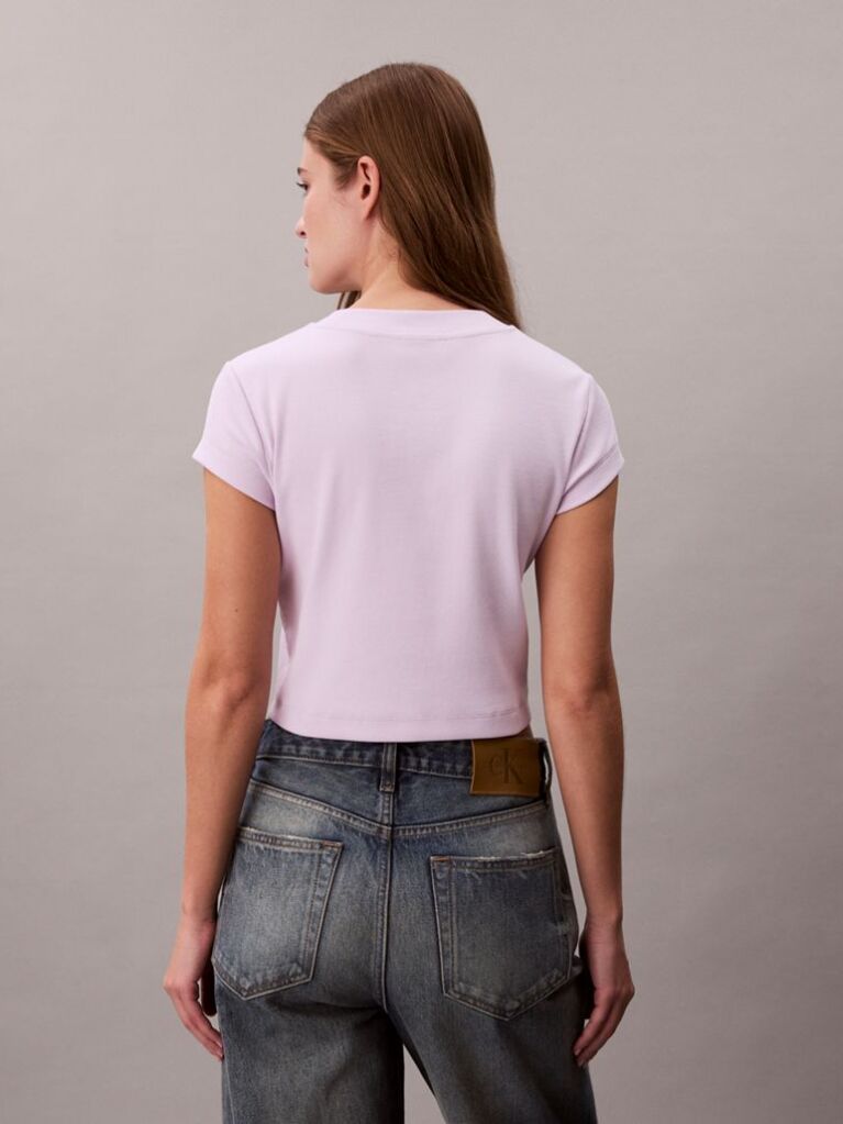 Mov Tricou Slim Cropped Cu Monograma  Femei