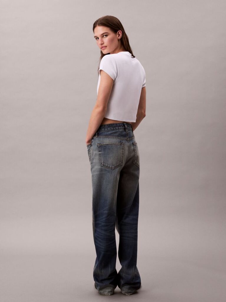 Alb Tricou Slim Cropped Cu Monograma  Femei