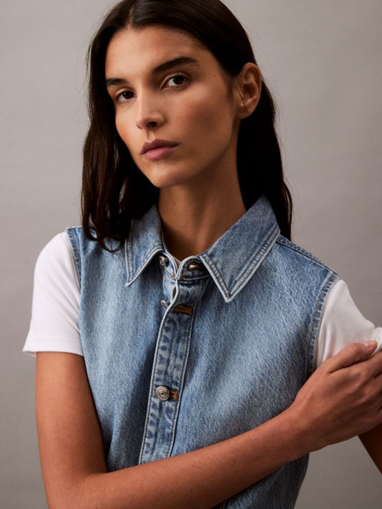 Denim Rochie Mini Denim Fara Maneci  Femei