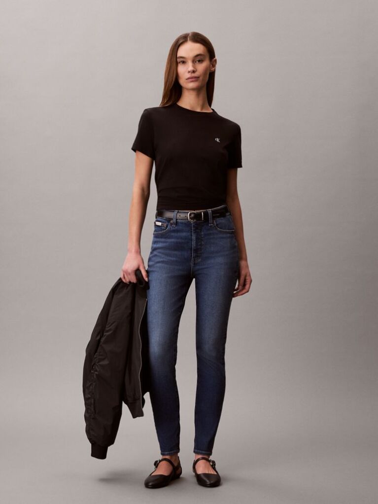 Negru Tricou Cu Monograma  Femei