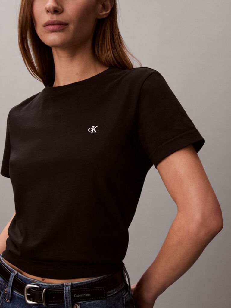Negru Tricou Cu Monograma  Femei