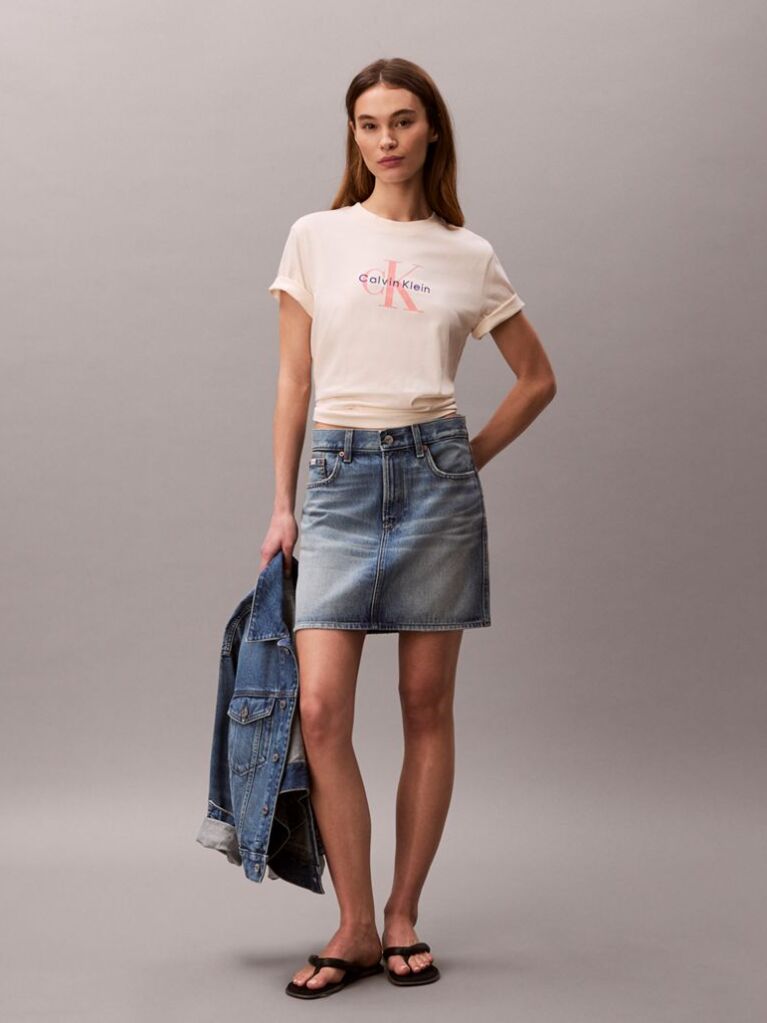 Alb Tricou Cu Logo Monograma  Femei