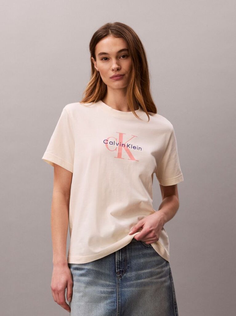 Alb Tricou Cu Logo Monograma  Femei