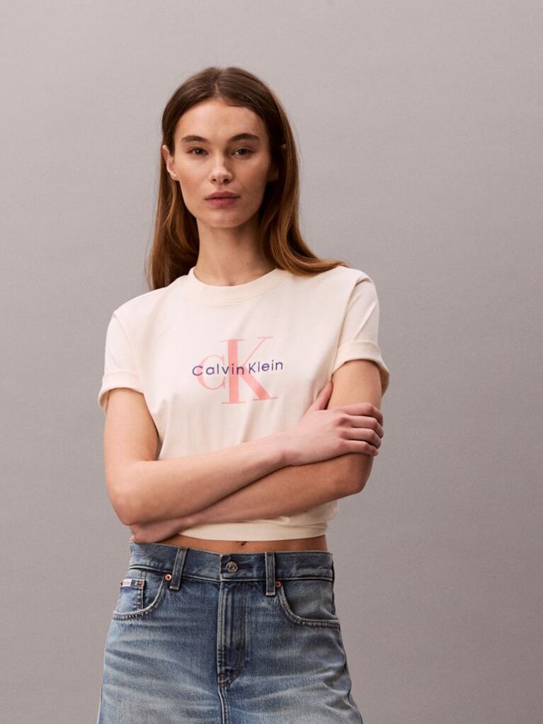 Alb Tricou Cu Logo Monograma  Femei