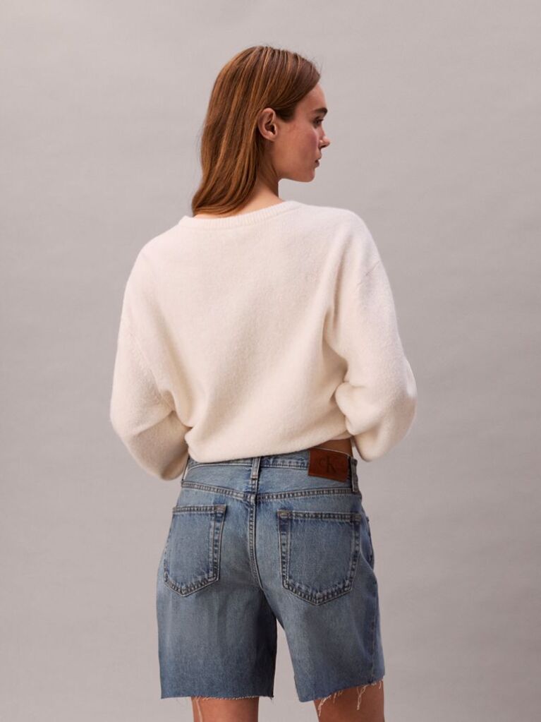 Bej Pantaloni Scurti Din Denim Stil 90s Cu Logo  Femei