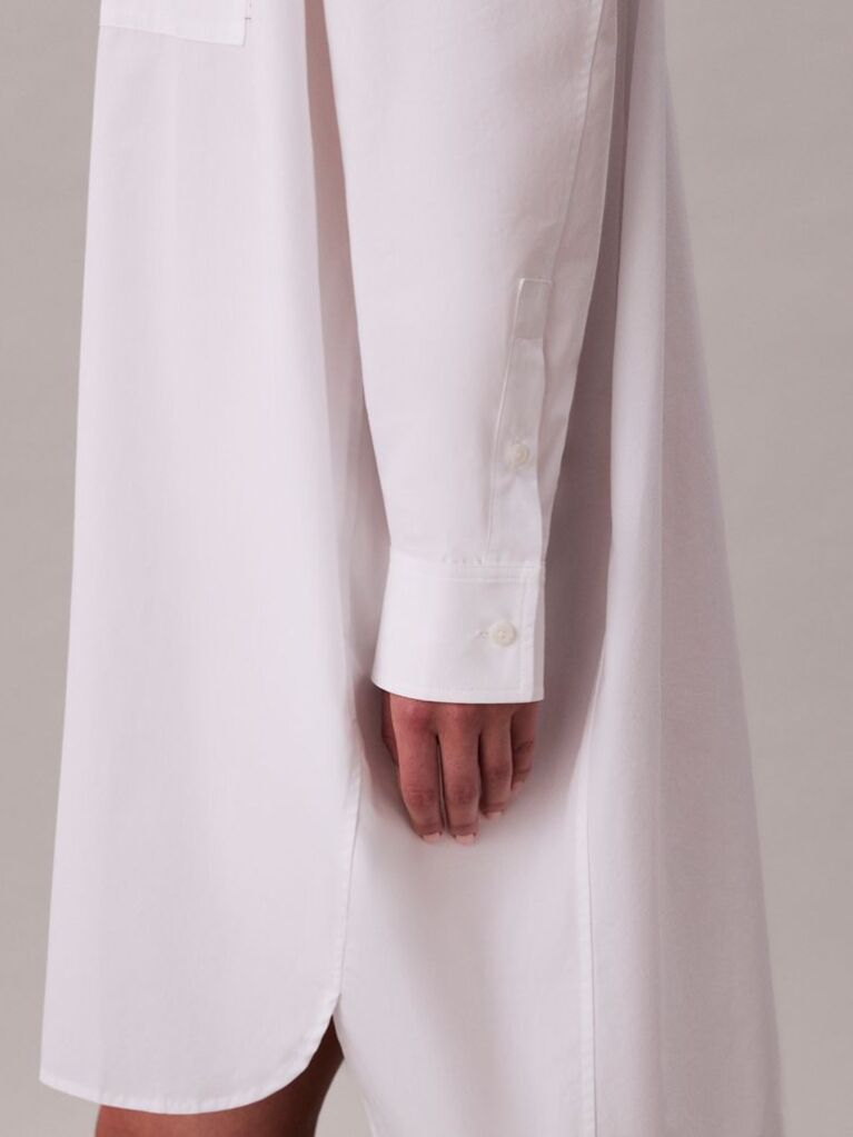 Alb Rochie Mini Oversized Din Bumbac   Femei