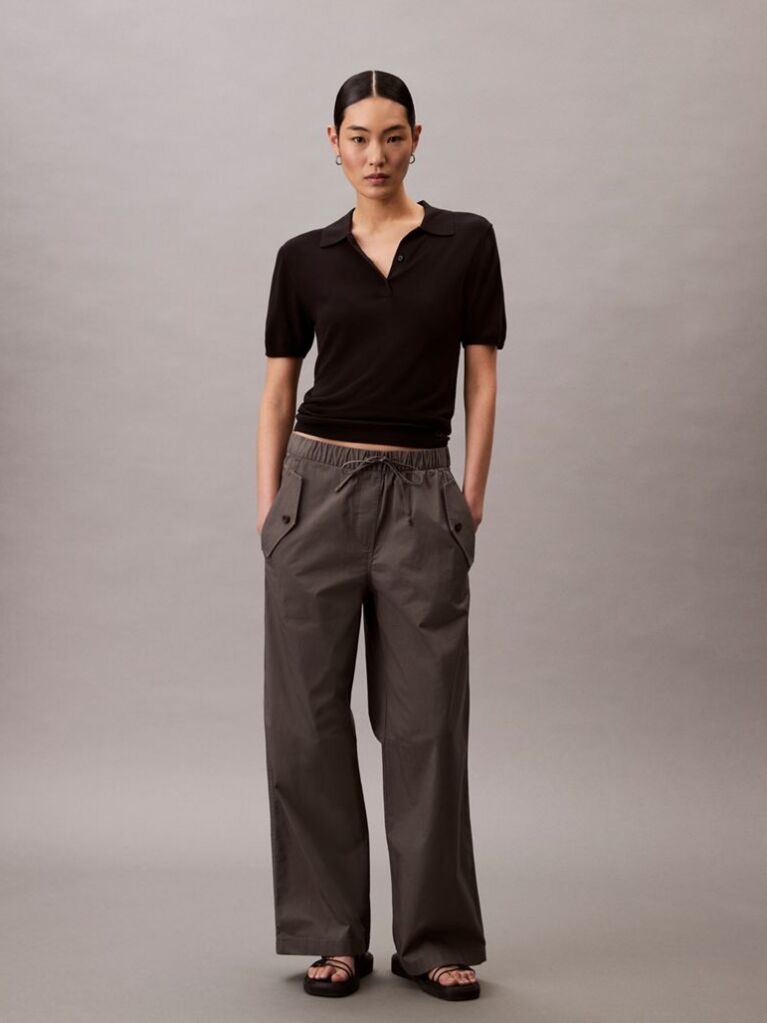 Gri Pantaloni Cargo Din Bumbac Elastic  Femei