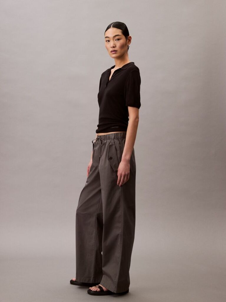 Gri Pantaloni Cargo Din Bumbac Elastic  Femei
