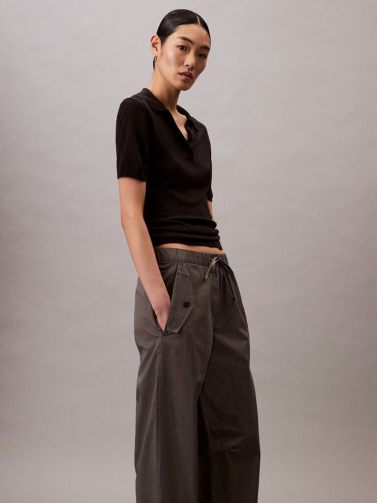 Gri Pantaloni Cargo Din Bumbac Elastic  Femei