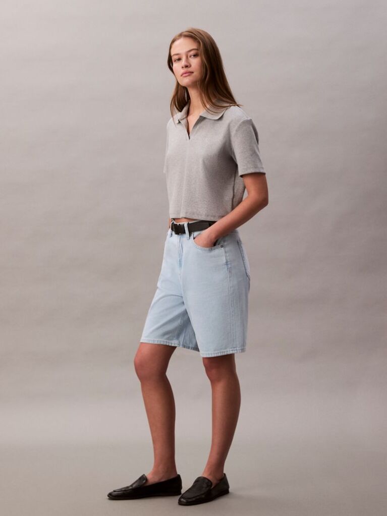Denim Pantaloni Scurti Bermuda Relaxati Din Amestec De In  Femei