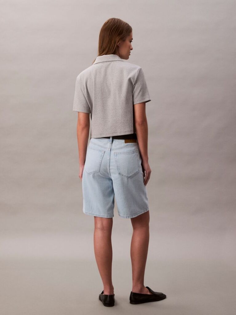 Denim Pantaloni Scurti Bermuda Relaxati Din Amestec De In  Femei