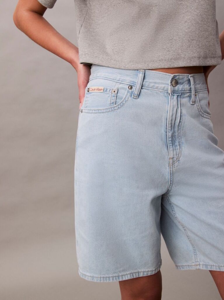 Denim Pantaloni Scurti Bermuda Relaxati Din Amestec De In  Femei