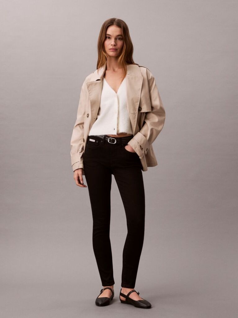 Negru Blugi Skinny Cu Talie Medie  Femei