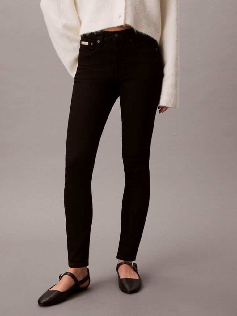 Negru Blugi Skinny Cu Talie Medie  Femei