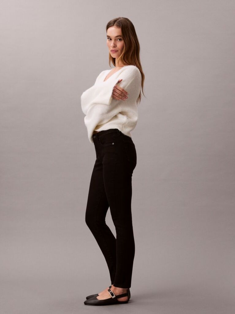 Negru Blugi Skinny Cu Talie Medie  Femei