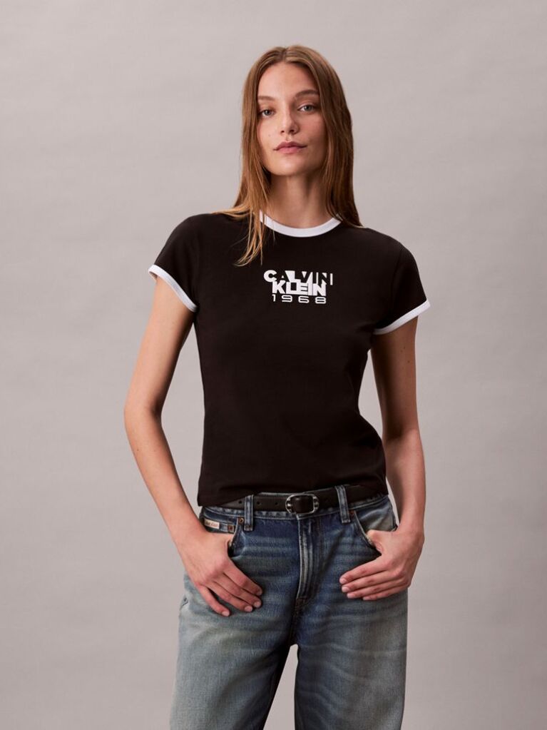 Negru Tricou Cu Grafic Logo 1968  Femei
