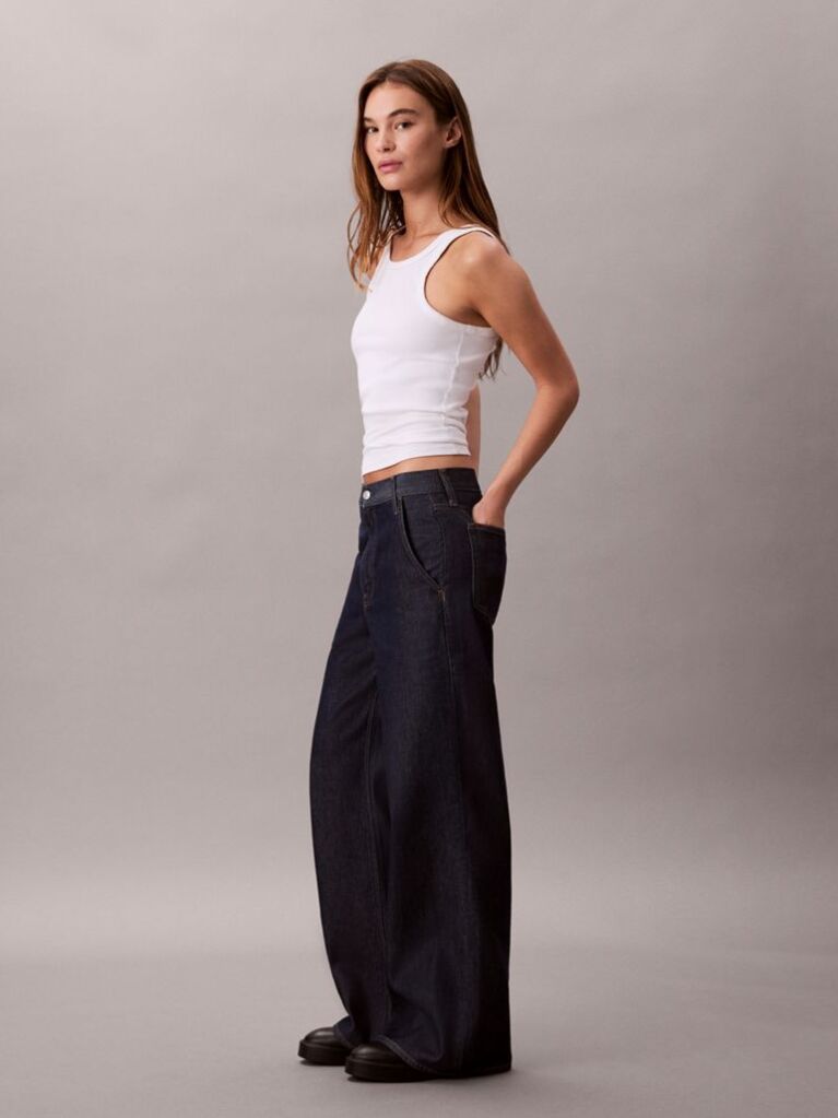 Denim Blugi Relaxati Cu Talie Ultra Inalta  Femei