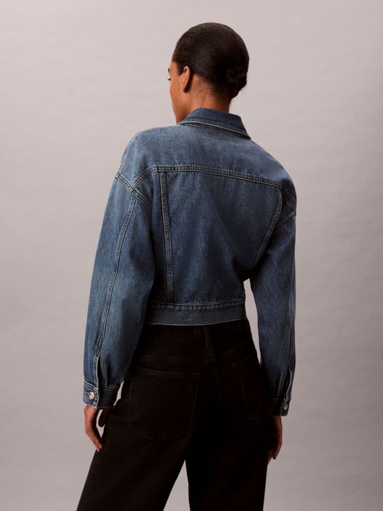 Denim Jacheta Scurta Din Denim Cu Fermoar  Femei