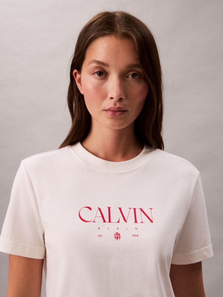 Alb Tricou Slim Cu Logo Grafic  Femei