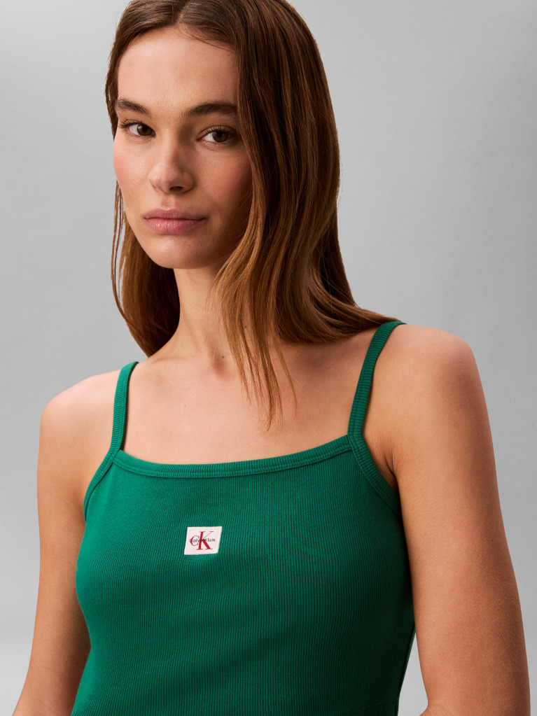 Verde Top Cami Scurt Din Bumbac Reiat  Femei