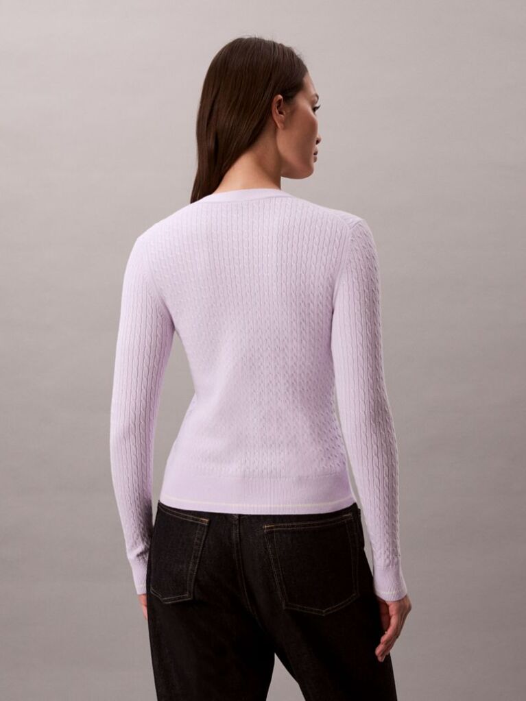 Mov Cardigan Slim Din Tricot Cu Model  Femei
