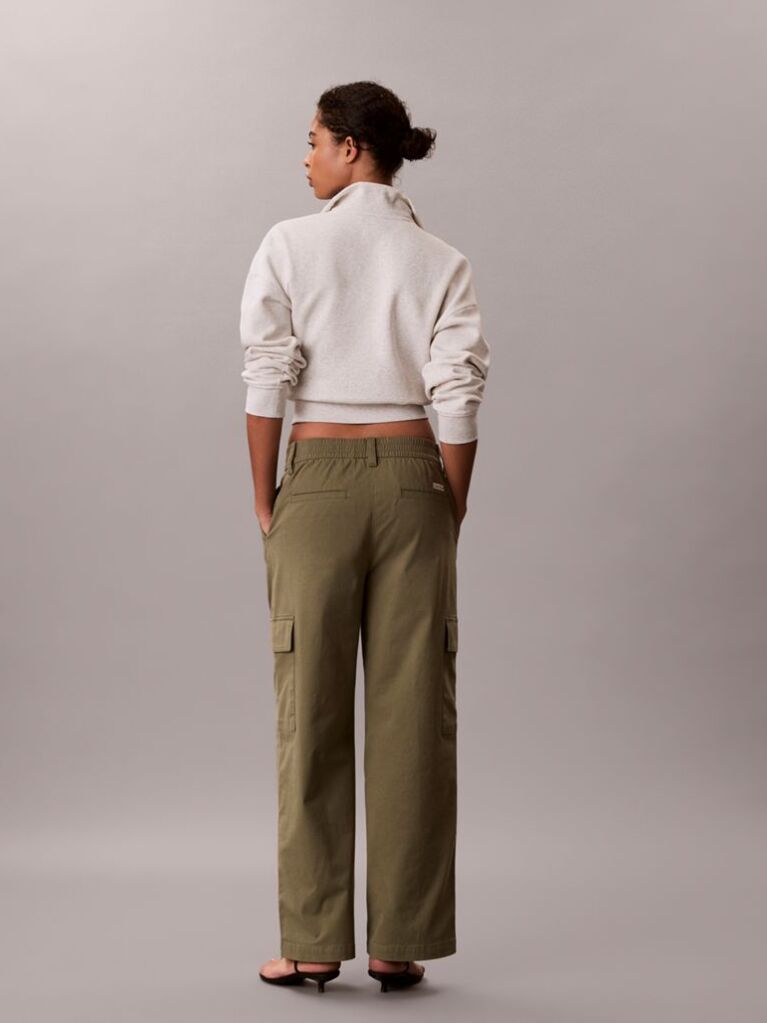 Green Relaxed Cotton Twill Cargo Pants  Women