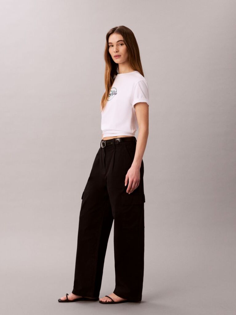 Black Relaxed Cotton Twill Cargo Pants  Women