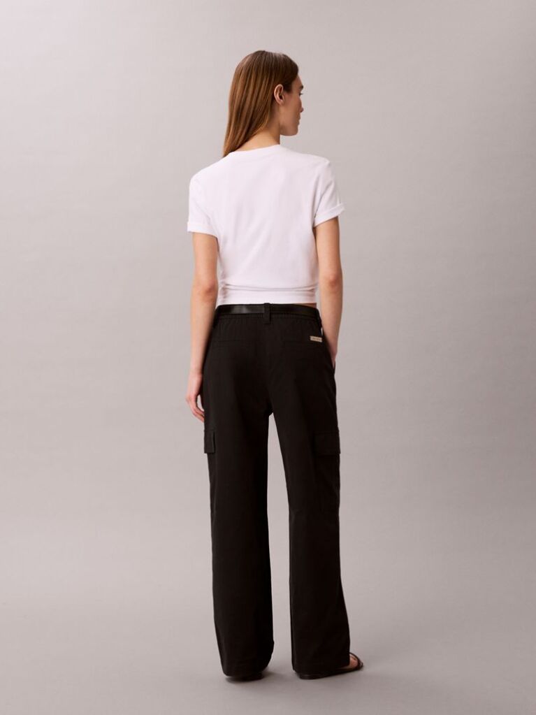 Black Relaxed Cotton Twill Cargo Pants  Women