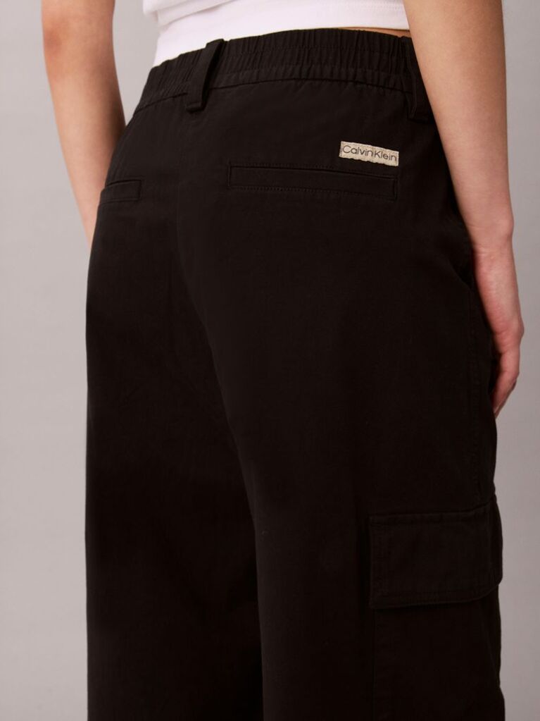 Black Relaxed Cotton Twill Cargo Pants  Women