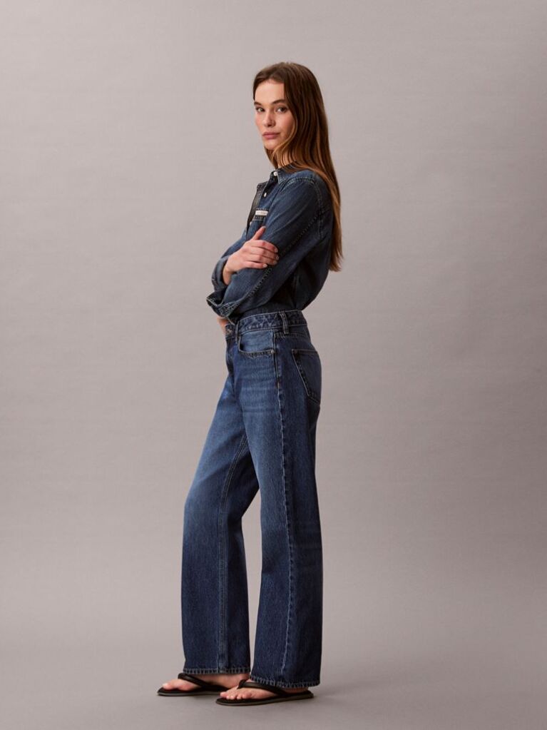 Denim Blugi Cu Croiala Dreapta Stil Anii ’90  Femei