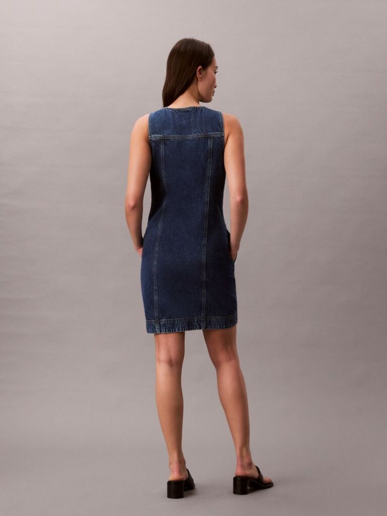 Denim Rochie Trucker Din Denim Fara Maneci  Femei
