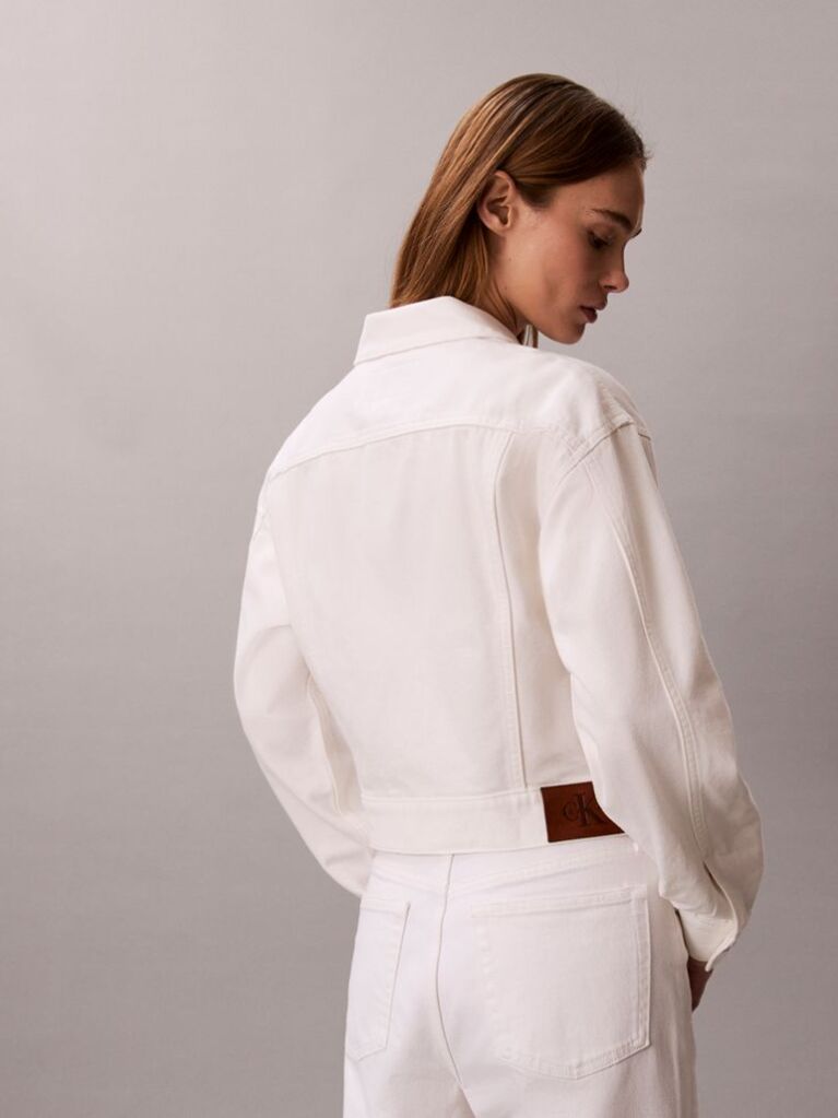 Alb Jacheta Denim Stil Anii 90  Femei