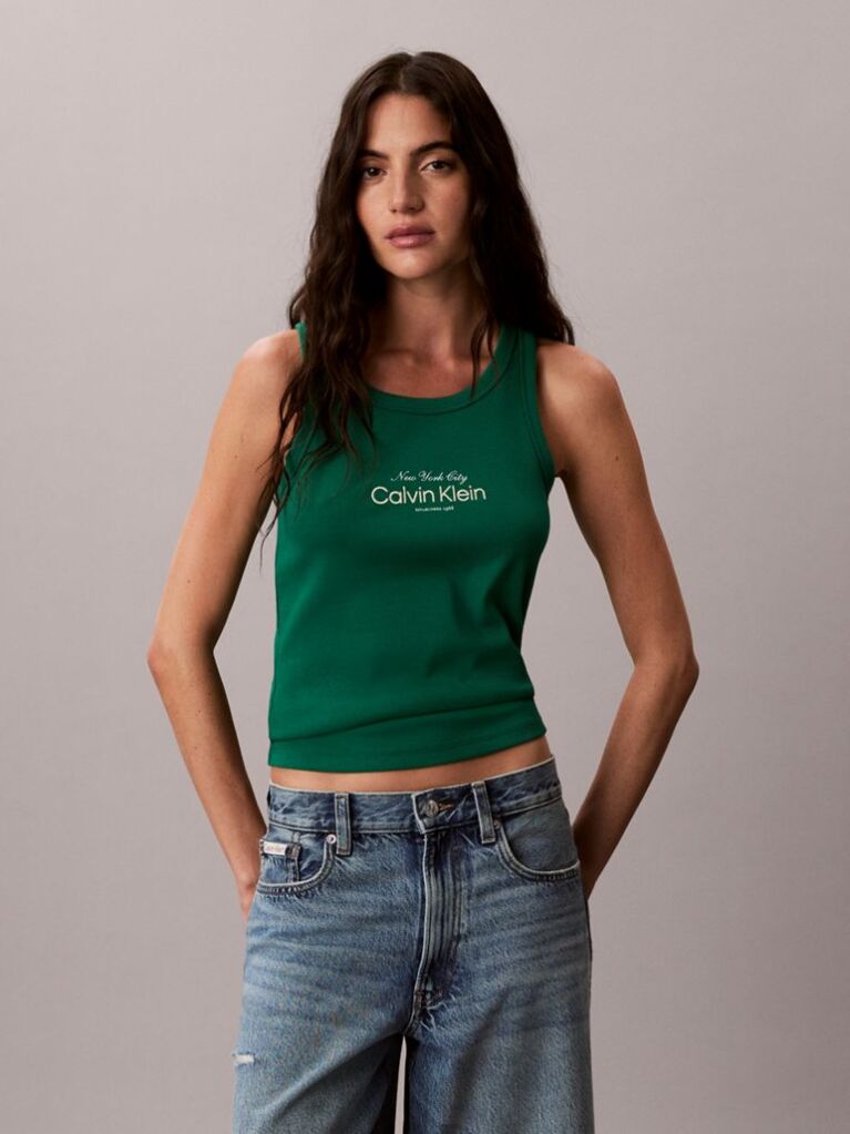 Verde Maiou Slim Din Bumbac Reiat  Femei