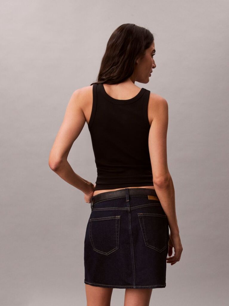 Negru Maiou Slim Din Bumbac Reiat  Femei