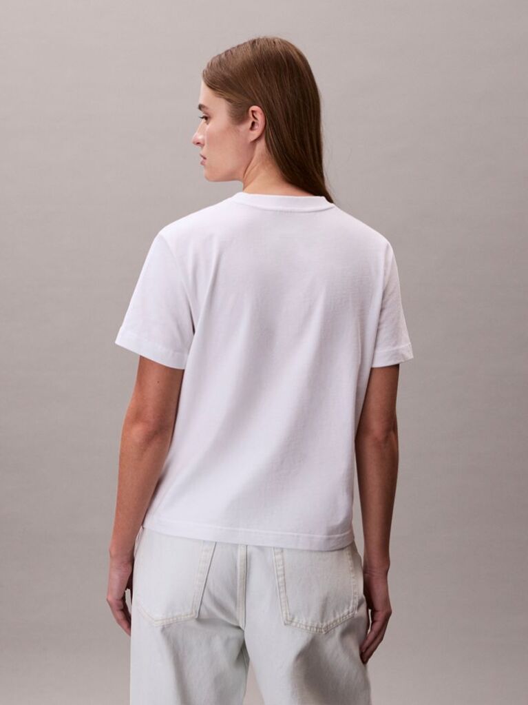Alb Tricou Cu Monograma Aplicata  Femei