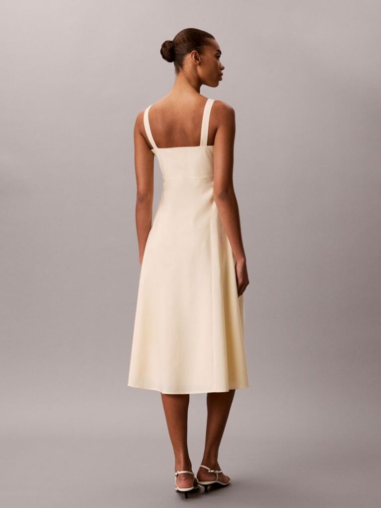Bej Rochie Midi Din Poplin De Bumbac  Femei