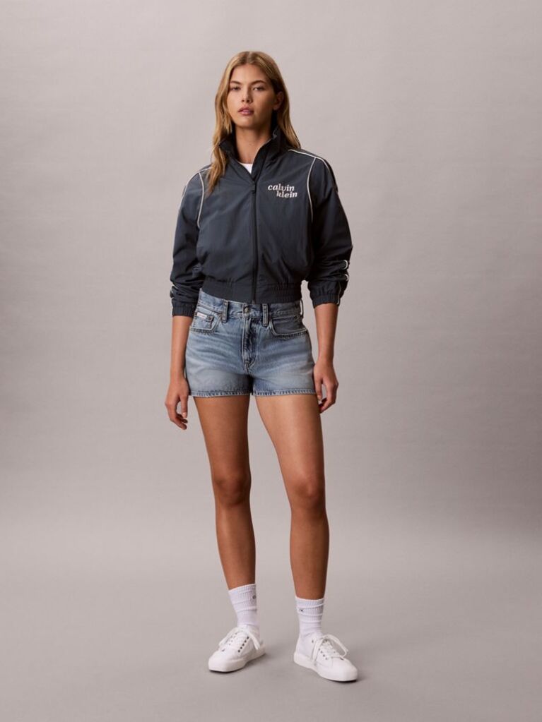 Blue Nylon Piping Jacket  Women