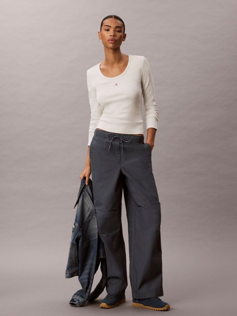 Albastru Pantaloni Din Ripstop Cu Snur Si Genunchi Cu Pense  Femei