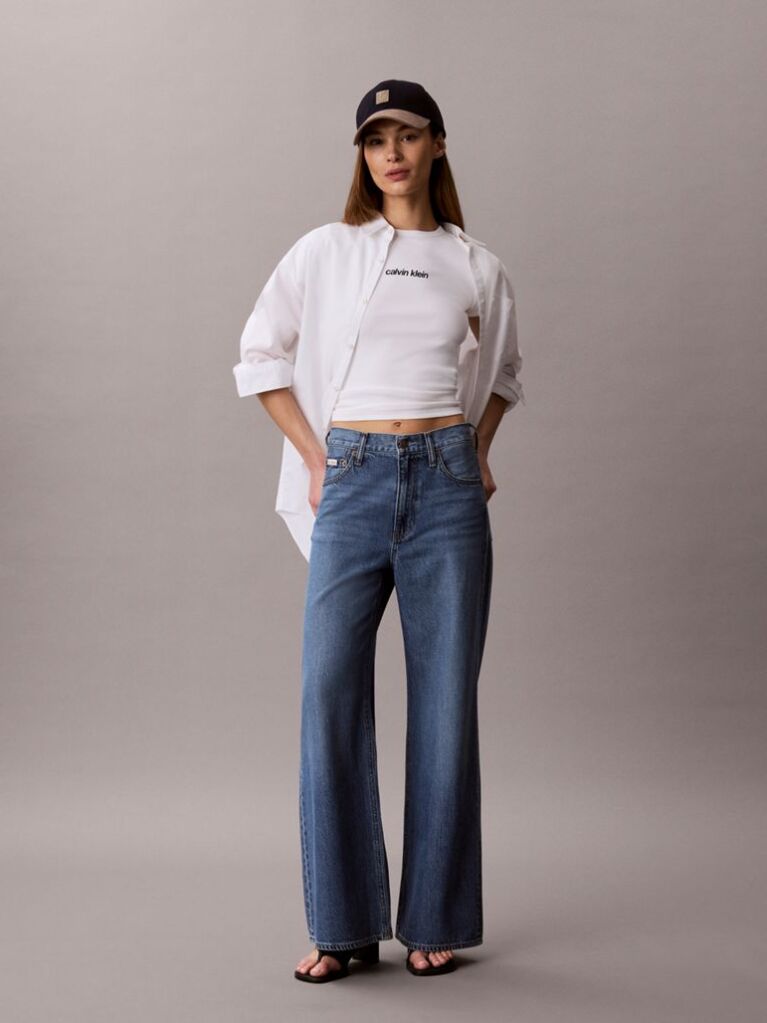 Alb Tricou Din Bumbac Reiat Cu Logo Brodat  Femei