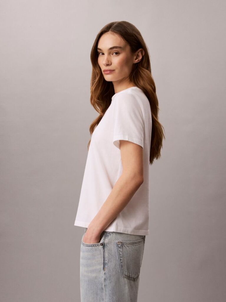 Alb Tricou Cu Guler Rotund Cu Logo Monogram  Femei