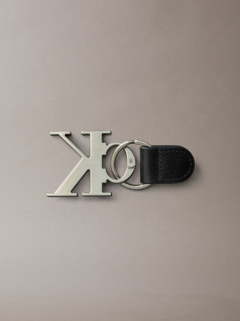 Silver Bold Monogram Key Fob  Men