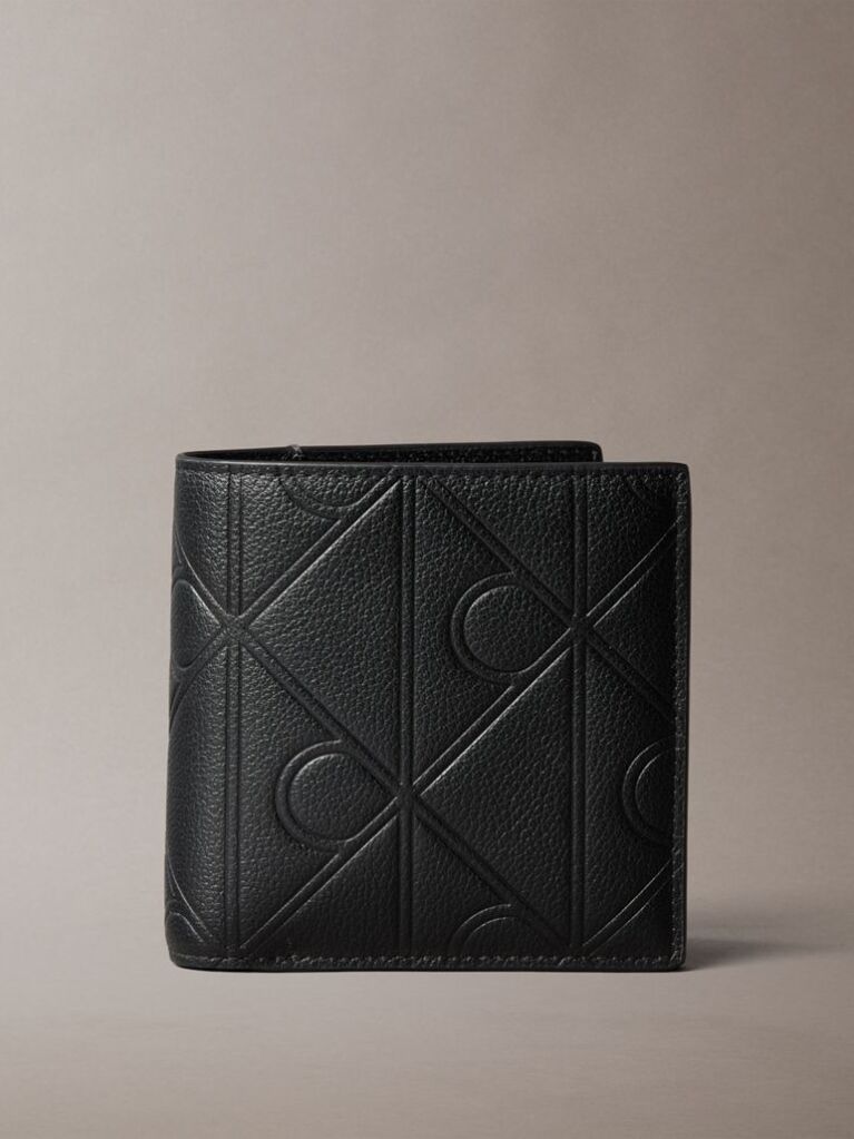 Black Full-Grain Leather RFID Trifold Wallet  Men